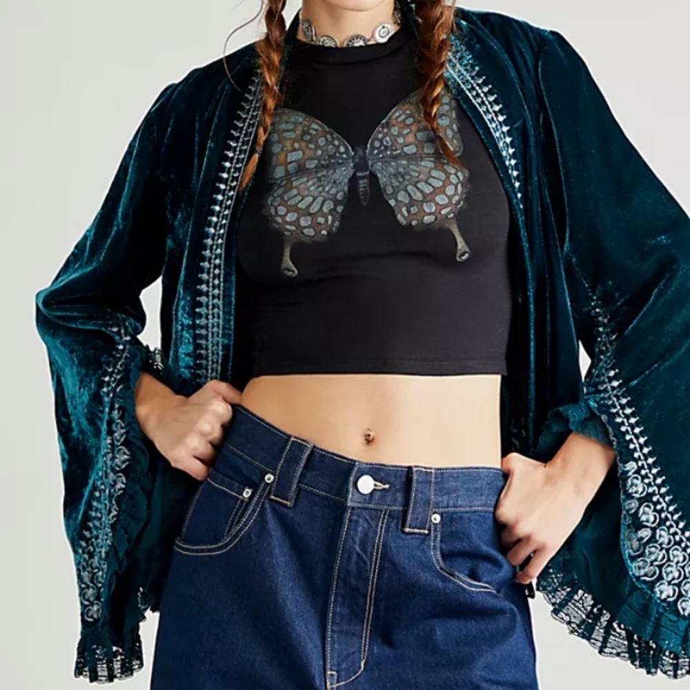 Free People Scarlett Velvet Bed Jacket - Picture 4 of 16